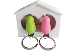 IFUDE 2 PCS Key Hooks Hanger Creative Birds House Whistle Keyrings Holder for Couple Housewarming Gifts Wall Key Organizer