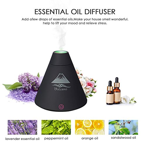 Yinano®Mini Volcano USB Luftbefeuchter Ultraschall Aroma Diffusor Aromatherapy Luftreiniger Nebel Zerstäuber LED Farbwechsel (Volcano Aroma Diffuser, Schwarz) - 3