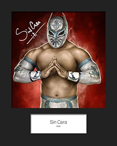 SIN CARA WWE Signed Mounted Photo 10 x 8 Print