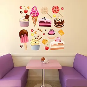 Wallstick 45-31 Cup Cakes Vinyl Wall Sticker (Vinyl, 49 cm x 4 cm x 4 cm, Multicolour)