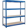 BiGDUG Heavy Duty Garage Shelving Unit - 600kg per shelf (2400kg per bay) - 177x120x45 cm - 4 Tier Storage Shelves - Blue - Shed Shelving