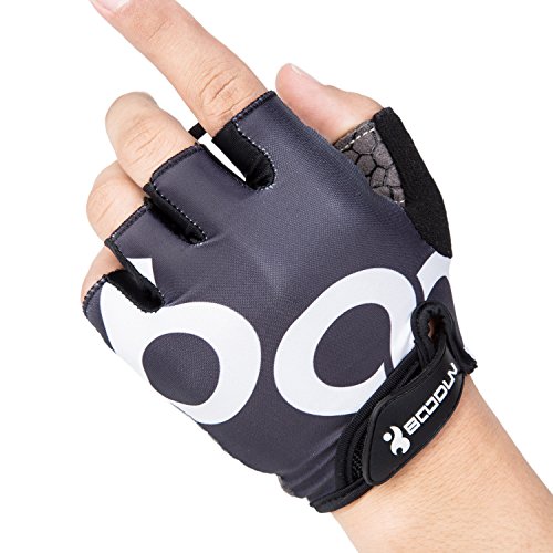 Asvert Fahrradhandschuhe mit Dämpfende 8mm Schaumstoffpolster Breath halbe Finger-Fahrrad-Reitfahrrad-Handschuhe ( schwarz ) - 2