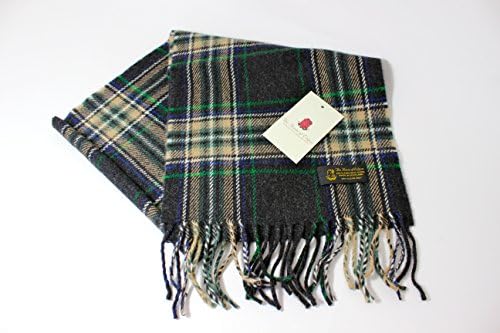 Superior 100% Lambswool Soft Touch Scarf in Grey, Camel, Green and Blue Tartan