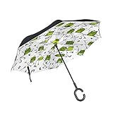 alaza La Prueba de Doble Capa Paraguas invertido Coches inversa Paraguas a Prueba de Viento...