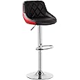 WOLTU Modern Black+Red PU Leather Bar Stool with Backrest, 360° Swivel, Height Adjustable, 150kg Weight Capacity, BH30szr-1-UK