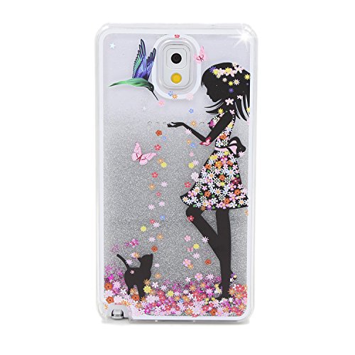 Für Samsung Galaxy Note 3 Hülle,Für Samsung Galaxy Note 3 Flüssigkeit Handyhülle,Funyye Luxus Luxuriös [Bunten Muster] Liebe Herzen Star Fließt Treibsand Durchsichtige Handytasche Glänzend Glitzer Diamond Diamant Fließen Flüssig Flüssigkeit Handyhülle Handy Hülle Case Tasche Crystal Case Durchsichtig Schutzhülle Etui Bumper Für Samsung Galaxy Note 3 + 1 x Frei Displayschutzfolie – Silber Glitter,Rock Mädchen - 2