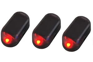 RLEHJN Car Alarm LED Light, Dummy Car Alarm System, Solar Power, Dummy Alarm LED Lights, Simulated Anti-Theft Light, Fake Lamp with USB Port for Most Cars Blue Red