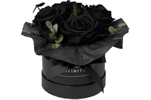 ‎INFINITY FLOWERBOX Infinity Flowerbox - Eucalyptus Bouquet Schwarz - Konservierte Rose in Geschenkbox, blüht 3 Jahre ohne Wasser, Small