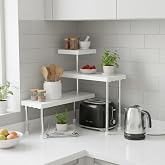 U-Max 3-Tier Multipurpose Corner Kitchen Rack, 3 tier kitchen shelf, Space Saving Countertop Shelf Organizer for Spice Jars, 