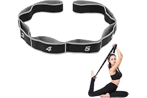 KEWUF 1 st elastiskt yogaband för dam fitness elastiska motståndsband 9 ringar elastiska fitness yogaband elastiska pilates stretchband sportrem mycket elastisk