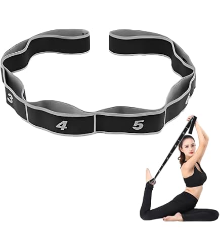 Bande élastique Musculation – 8 Niveaux De Résistance, 90 Cm X 4 Cm, Tissu Latex Renforcé – Rouge – Pour Yoga, Pilates, Rééducation