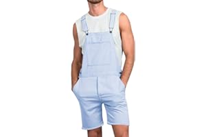 Runcati Lässiger Herren-Overall mit Latzhose, leichte Baumwolle, lockere Passform, Denim-Pullover, Walkshort mit Taschen