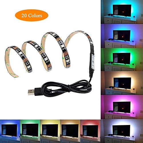 SKR 90cm Led Strip, RGB Backlight TV Strip with Ultra-Sticky Adhesive, 20 Color Selections Superb for TV Gaming, Home Theater (Reduce Eye Fatigue)