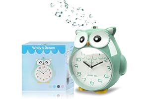 Wndy's Dream Sveglia per bambini a forma di gufo con luce notturna, silenziosa, silenziosa, funzionamento a batteria e funzione snooze camera