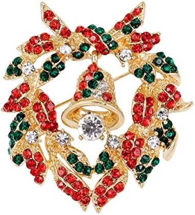 WuliRose 1 Pcs Christmas Fashion Unisex Bell Breastpin Garland Rhinestone Brooch Lovely Gift