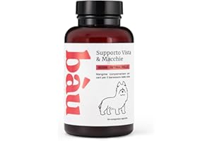 BÀU Integratore per Cani Supporto alla Vista e Riduzione Macchie da Lacrimazione - Ingredienti Naturali con Olio di Pesce e Carota per la Salute Oculare del tuo Cane - 60 Compresse