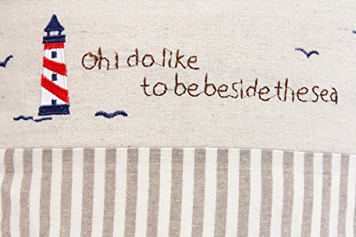 Kissenbezug Heinke 40x40cm Kissenhülle maritim Leuchtturm vintage Sommer Streifen grau weiß gestreift Leinen Leinenoptik Dekokissen - 2