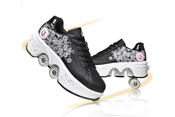 Skor med hjul, rullskor, skateboardskor, barnskor med hjul, rullskridskor, sportskor, löparskor, sneakers med hjul för flickor och kvinnor