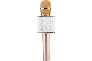 DRSYXCS Wireless Microphone for kids Adults, Bluetooth Microphone with Voice Changer, Portable Karaoke Mic Speaker Singing Toys Compatible with iOS Android Devices for Party Home KTV (Champagne Gold)