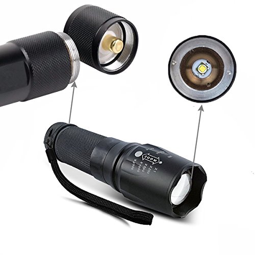 LED Zoombar 2500lm Superhelle Taschenlampe, GOCHANGE LED Handlampe, LED Camping Handlampe, LED Flashlight Mit einstellbarem Fokus / 5 Licht-Modi Wasserdicht Lampe für Outdoor Sportarten wie Camping, Wandern, Angeln - 4