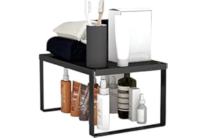 YunNasi Schrankregal Stapelbar in Edelstahl Küchenregal Organizer für Küche Aufbewahrung Badezimmer Aufbewahrung Schrank Organizer (1 Stück, M:30x20x15cm)