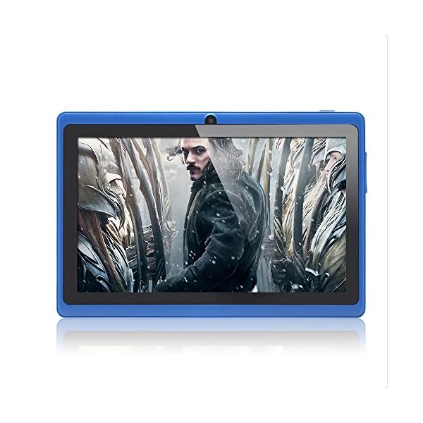Haehne 7" Tablet PC, Google Android 4.4 Quad Core, 512MB RAM 8GB ROM, Cámaras Duales, WiFi, Bluetooth, para Niños y Adultos, Azul