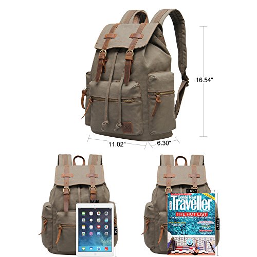 Veevan Herren Damen Vintage Canvas Rücksack Retro Schulrucksack Daypacks - 6