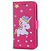 Produktbild CXTcase Samsung Galaxy J3 2016 Hülle, Handyhülle Samsung J3 2016 Leder Einhorn Flip Case Schutzhülle für Samsung Galaxy J3 2016 Tasche Glitzer Rose