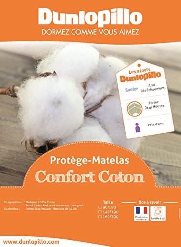 Dunlopillo Matratzenschoner Baumwolle, weiß, 140 x 190 cm - 2