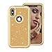 Produktbild Shinyzone iPhone XS Max 6.5 zoll Kratzfest Handyhülle,iPhone XS Max 6.5 zoll Glitzer Gold and Golden Silikon + Hart Zurück Hülle,360 Grad Schutz [Vorne und Hinten] Stoßfest Schwerlast Abnehmbar [3 in 1] Luxus Bling Schutzhülle für iPhone XS Max 6.5 zoll