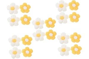 SHINEOFI 20pcs Crochet Flower Decors for Clothing Accessories Adorable Brooches Versatile Floral Embellishments for Crafts