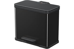 Hailo 0630-260 "Oeko Duo Plus L Pedal Waste Separator, Sheet Steel Black, 47 x 34 x 44 cm