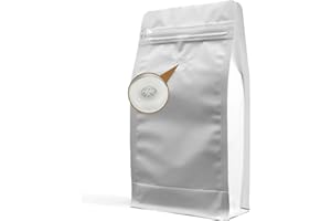 HUAYANG 60 Sacs à Café Alimentaires Standard Blancs avec Valve, Plastique Refermable avec Fermeture éclair