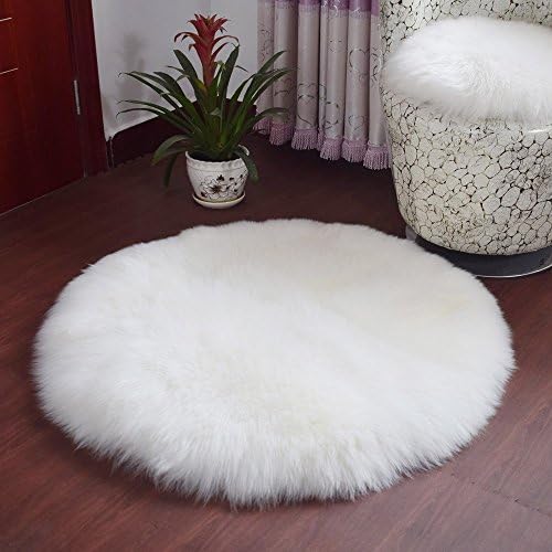 Faux Fur Carpet, DAOXU Soft Artificial Sheepskin Rug Chair Cover Artificial Wool Warm Hairy Carpet Seat 90 X 90 CM (Round Gray)