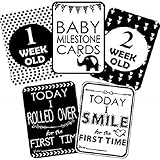 Kala Decorators Set of 27 Baby Shower Black and White Milestone Cards - Baby Shower Cards - Baby Shower Gift - Baby Shower Journal - New Mom Gift - Newborn Photo Props (Black and White, Pack of 27)