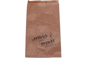 Wertpack Bäckerfaltenbeutel ...natürlich verpackt, Kraftpapier, 20 + 7 x 32 cm, 1000 Stück