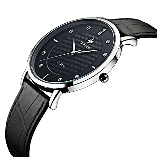 WWOOR Herren Ultra Dnn Full Echtes Leder Uhren Sport Armbanduhr Schwarz WWOOR Herren Ultra Dnn Full Echtes Leder Uhren Sport Armbanduhr Schwarz