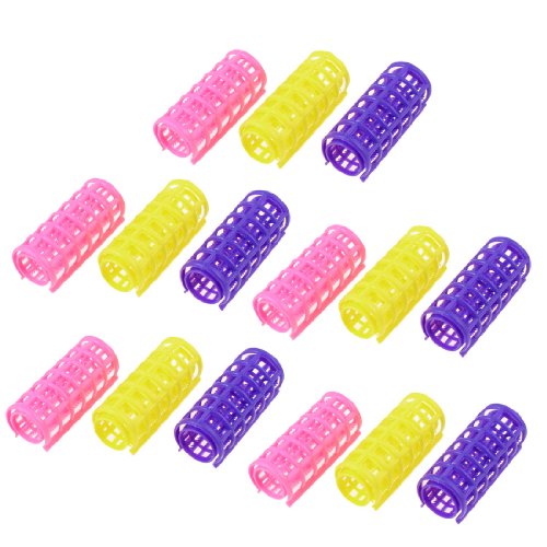 Woman DIY Styling Colorful Plastic Hair Curler Curling Roller 15 Pcs