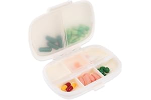 Sibba 1 x organizer na tabletki, uroczy, tygodniowy, miesięczny, pojemnik na leki, 3 razy dziennie, przenośny, mały dozownik leków, przypomnienia do torebki, kieszonkowego plecaka podróżnego (biały)