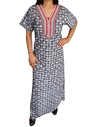 Indiatrendzs Women Nighty Check Printed Cotton Nightwear ( Chest 46 )