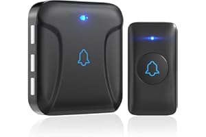 TobeBright Sonnette Sans Fil, Kit Sonnette de Porte Sonnette Sans Fil Étanche IP55, Carillon de Porte Étanche à 150M Deux Emetteurs, avec 1 Récepteurs Enfichables, 40 Mélodies, 5 Niveaux de Volume