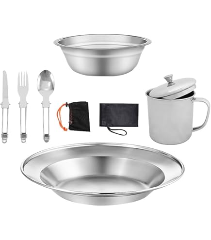 Set Posate Da Campeggio In Acciaio Inox 11 Pezzi - Leggero E Compatto Per Picnic E Viaggi