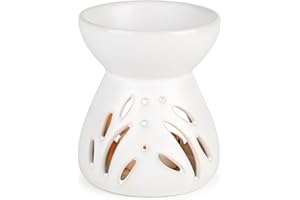 LALAGO Ceramiczna lampa zapachowa, światło zapachowe z łyżeczką do świec, model lejka, palnik eteryczny do topienia wosku, lampa zapachowa, dyfuzor zapachowy, palnik do świec (biała)