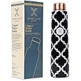 MERCAPE® - Pure Copper Water Bottle with Ample Multi Colored Printed Design, Joint Less, Advanced Leak Proof Protection, Ayurveda, and Yoga Health Benefits (900 Ml Bottle)