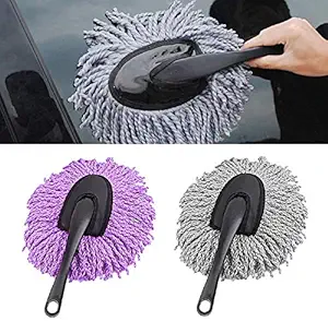 BATH CUBE Triangular Shape Microfiber Car Wash Cleaning Brush Dusting Tool (Standard Size, Random Color)