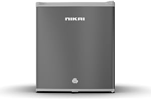 Nikai 65L Gross/42L Net, Compact Single Door Mini Refrigerator, Portable Small Size Fridge, Toughened Glass Shelves, Vegetable Crisper, Bottle Storage Racks, For Home, Office, Bedroom –NRF65N6S Silver