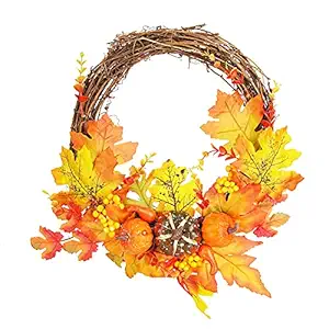 Autumn Wreath, Simulated Artificial Craft Fall Wreath Lifelike for Halloween for Home Decoration for Christmas