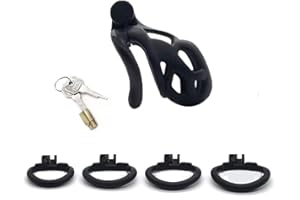 ChicLSQ Belüftung Peniskäfig Keuschheitsgürtel Set mit 4 Cockringe Klein Keuschheit Keuschheitskäfig Mann Bondage Extrem für 