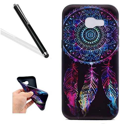 Galaxy A5 2017 Case,Galaxy A5 2017 Soft Case Cover,Leeook Creative Cool Elegant Retro Colorful Dreamcatcher Pattern Design Lightweight Ultra Slim Thin Flexible TPU Silicone Protective Gel Plastic Shock Absorption Proof Drop Defend Anti Scratch Shell Bumper for Samsung Galaxy A5 2017 + 1 x Black Stylus