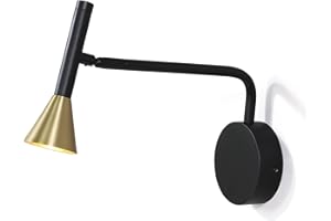 DAWALIGHT Lampada da Lettura da Parete 6W LED 450LM Luce da Lettura Dimmerabile 3000K Bianco caldo Lampada da Comodino da Parete per Letto Lettura Divano Poltrona Hotel Interno, Ottone e Nero